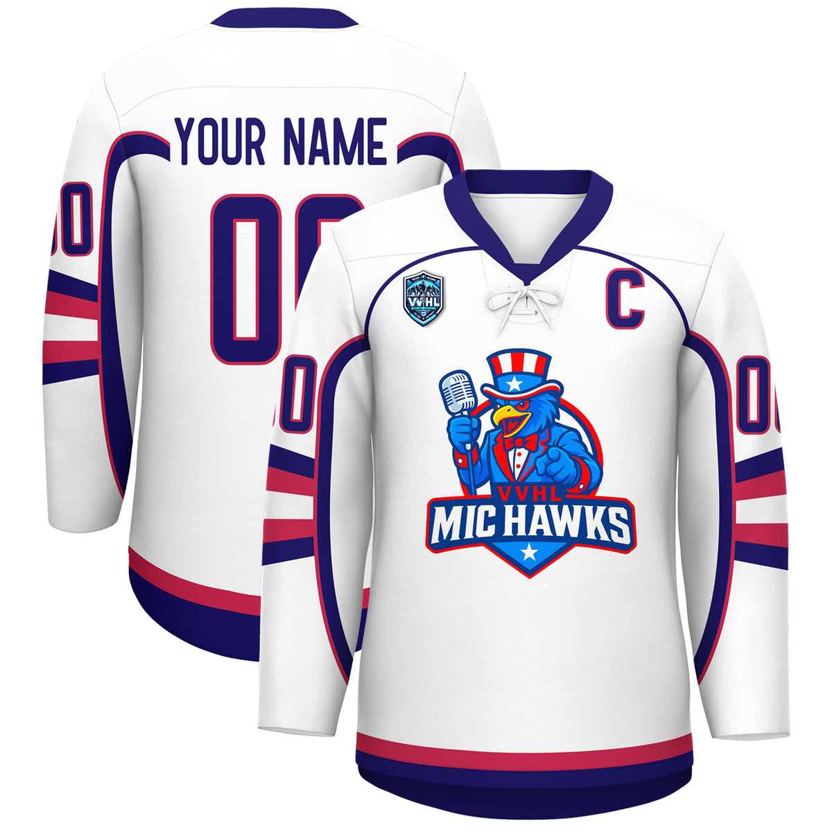 VVHL S8  Custom MIC HAWKS Purple Hockey Jersey