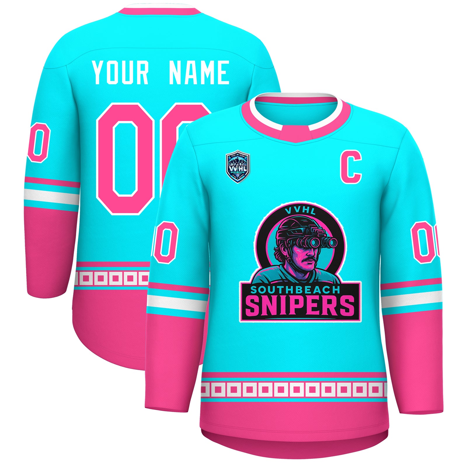 VVHL S9 South beach Snipers Black White Hockey Jersey