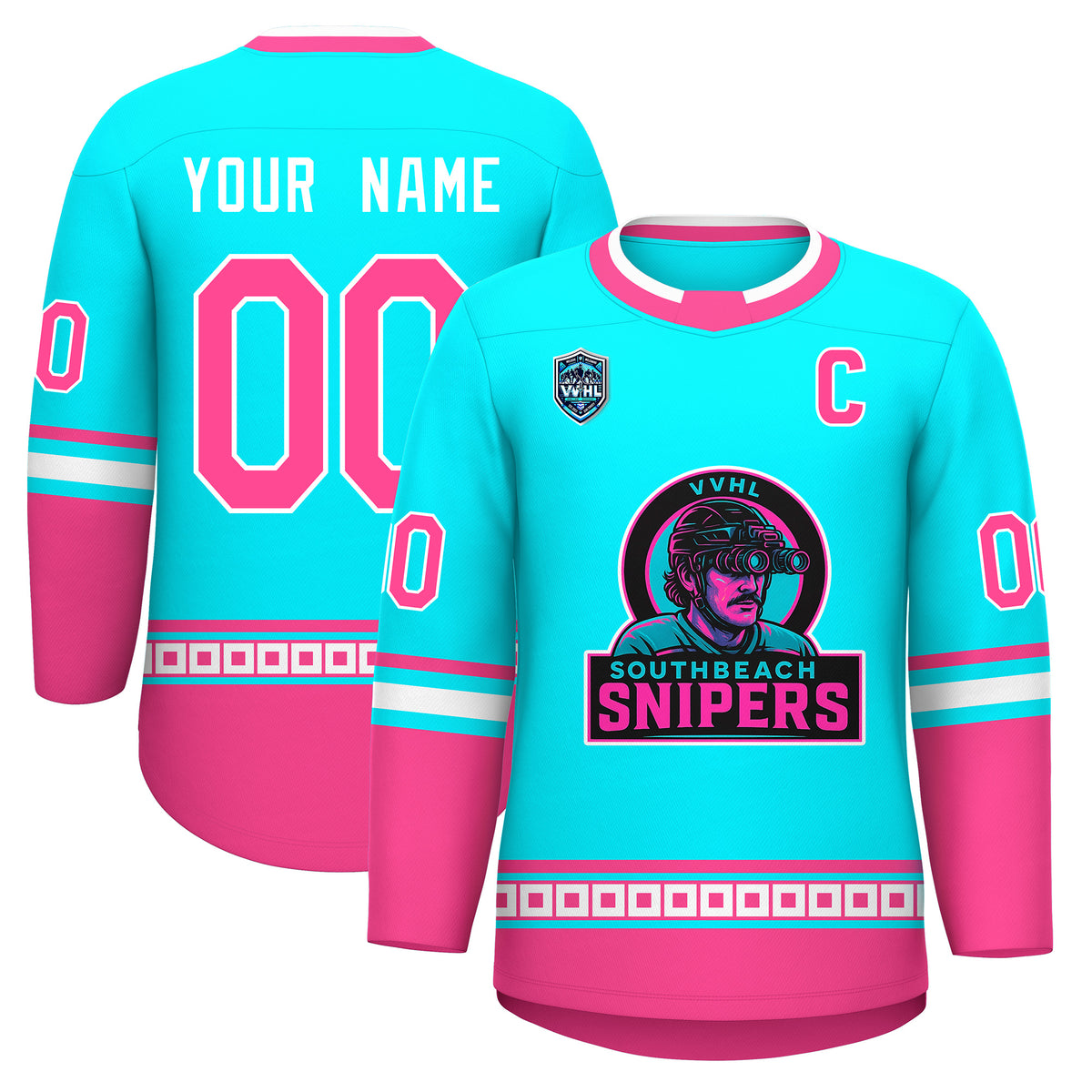 VVHL S9 South beach Snipers Black White Hockey Jersey