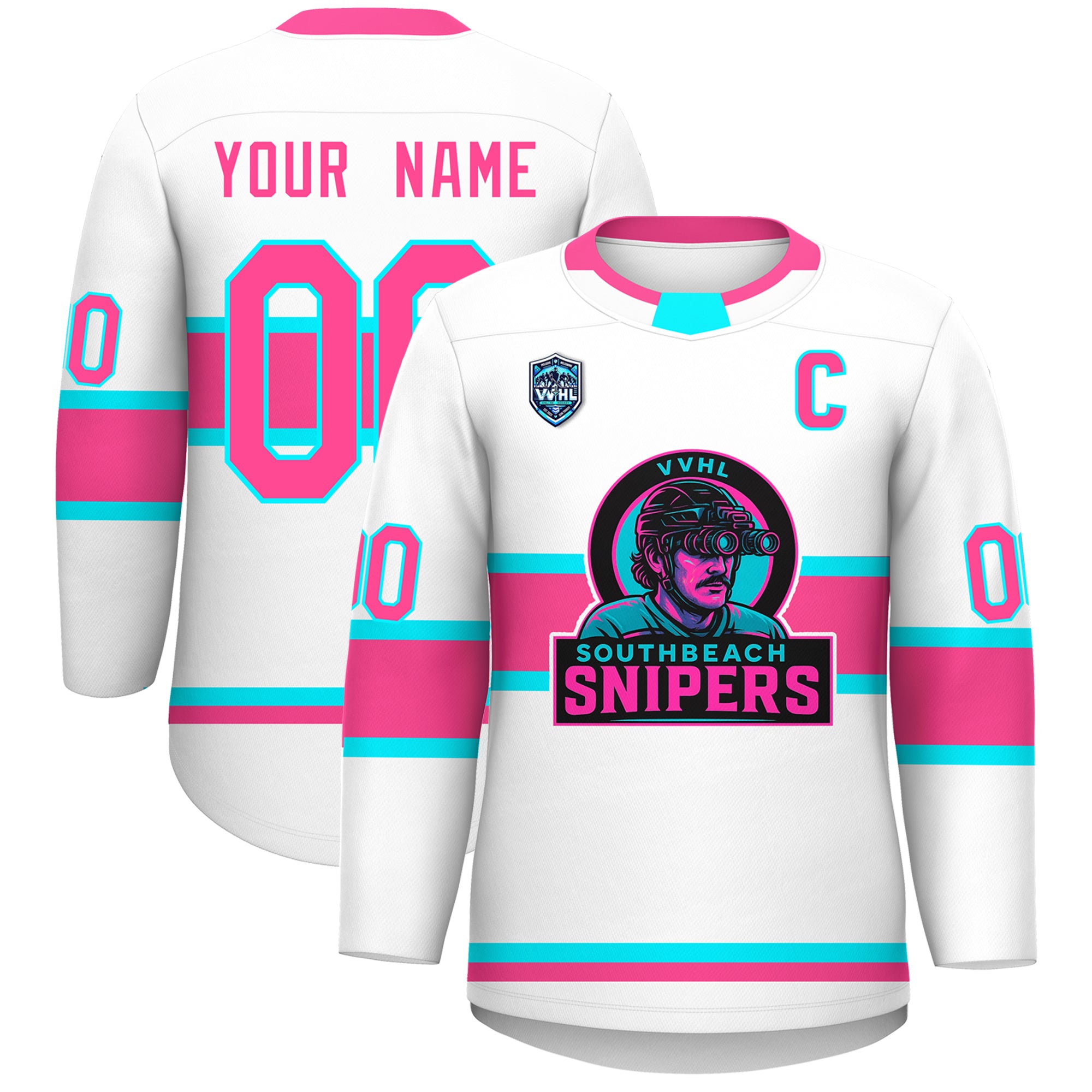 VVHL S8 Southbeach Snipers Black White Hockey Jersey