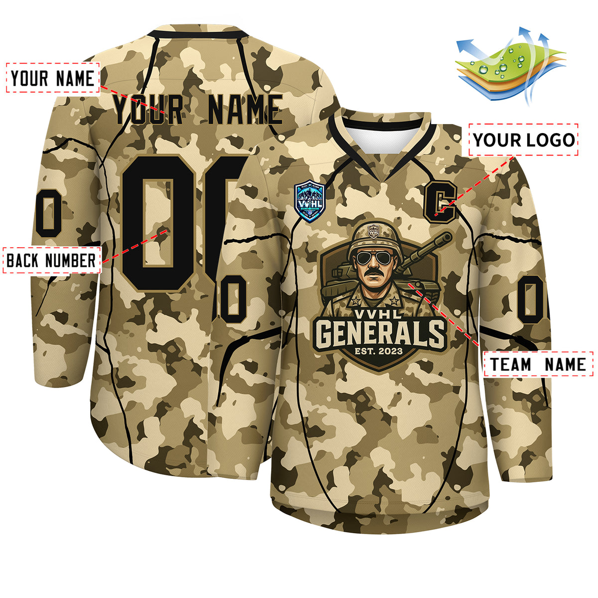 VVHL S9 Generals Camo Hockey Jersey
