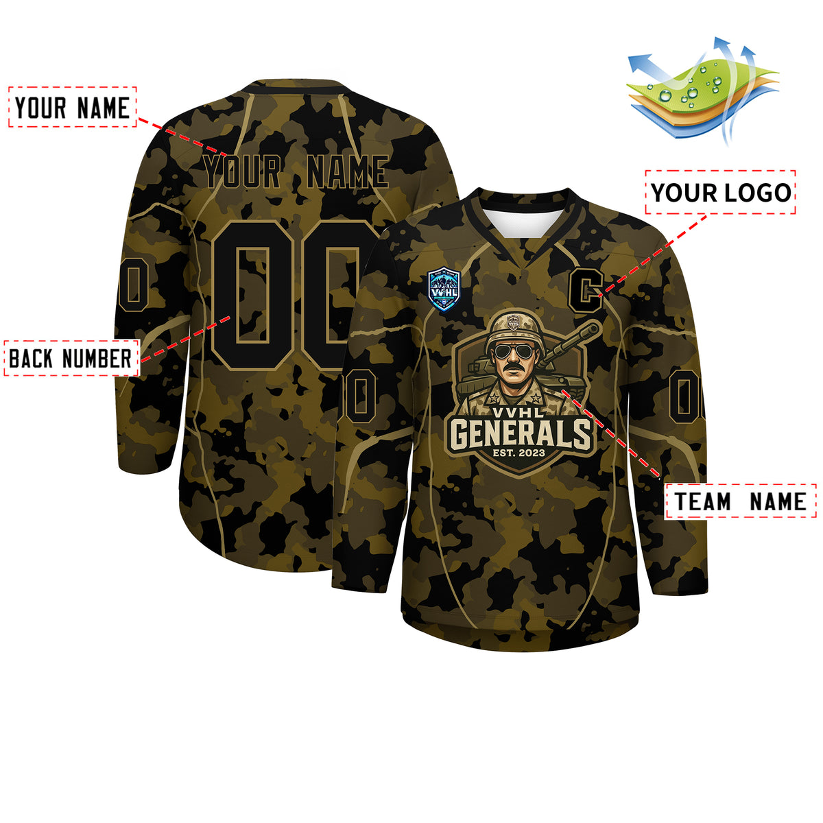 VVHL S9 Generals Camo Hockey Jersey