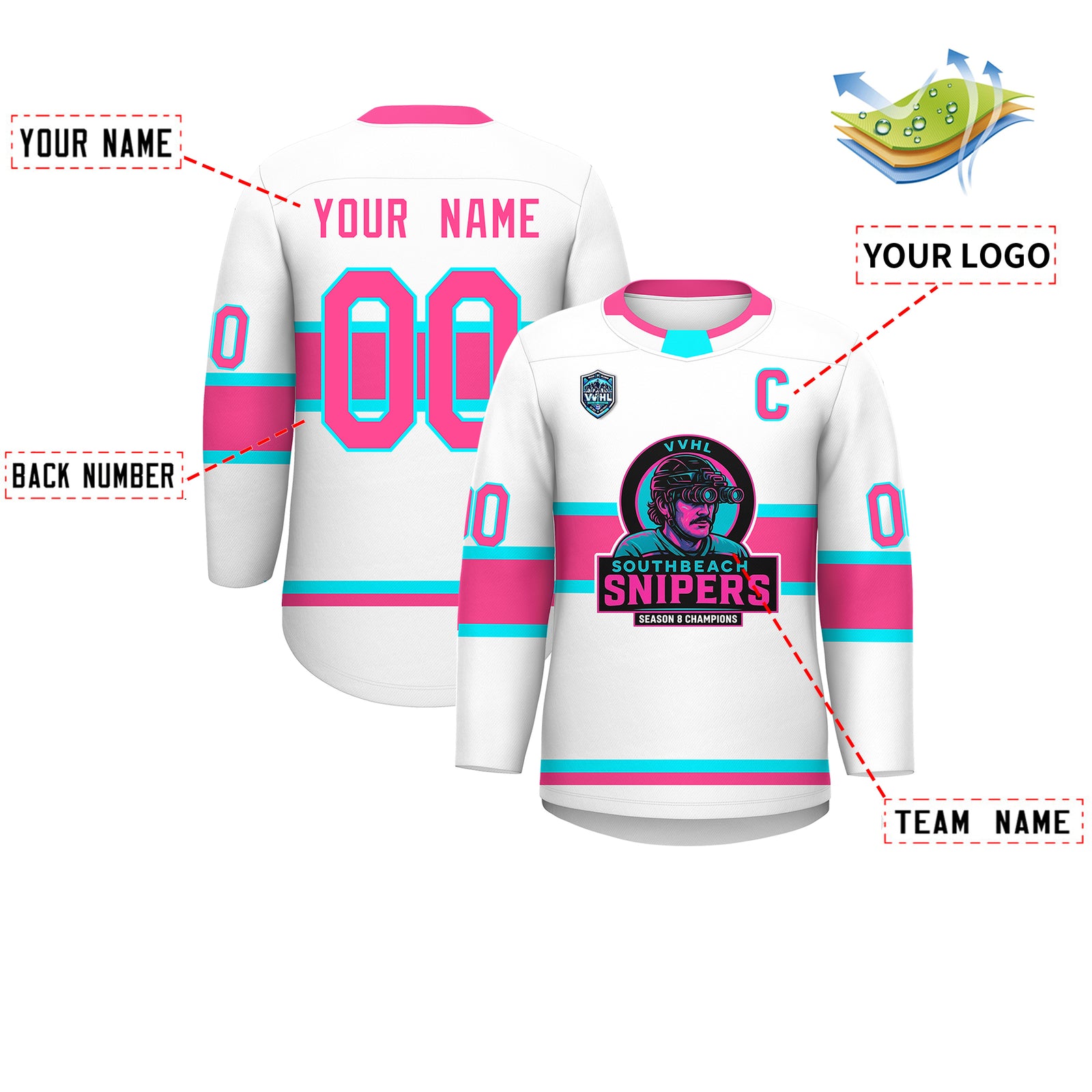 VVHL S9 South beach Snipers Black White Hockey Jersey