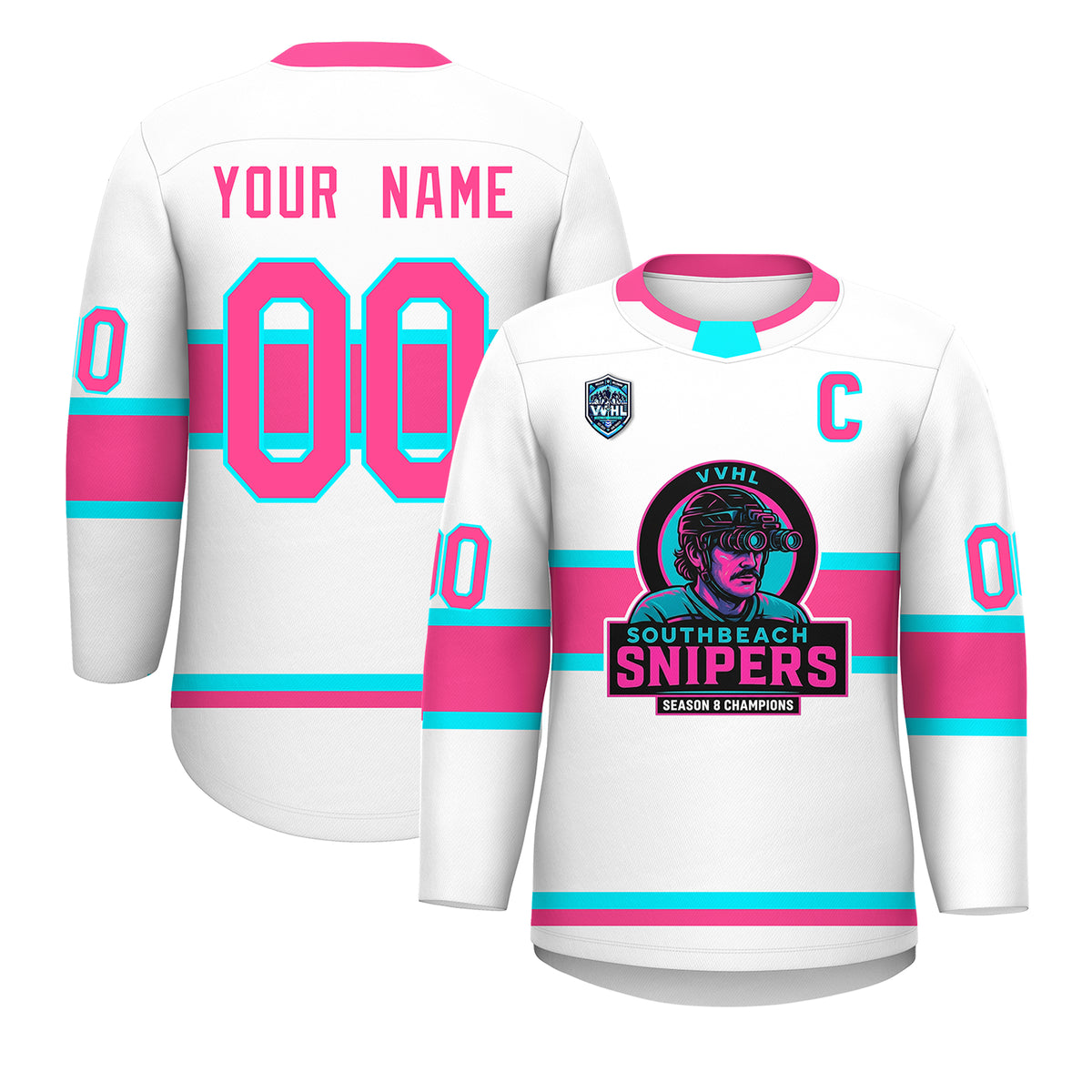 VVHL S9 South beach Snipers Black White Hockey Jersey