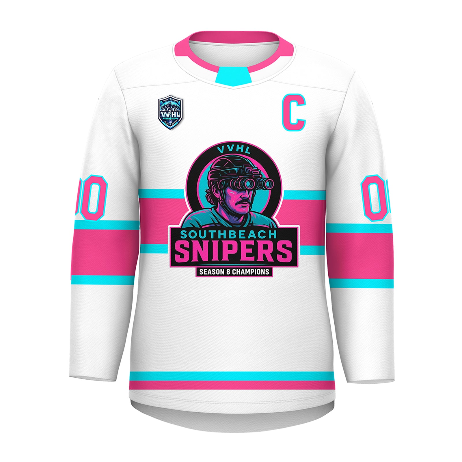 VVHL S9 South beach Snipers Black White Hockey Jersey
