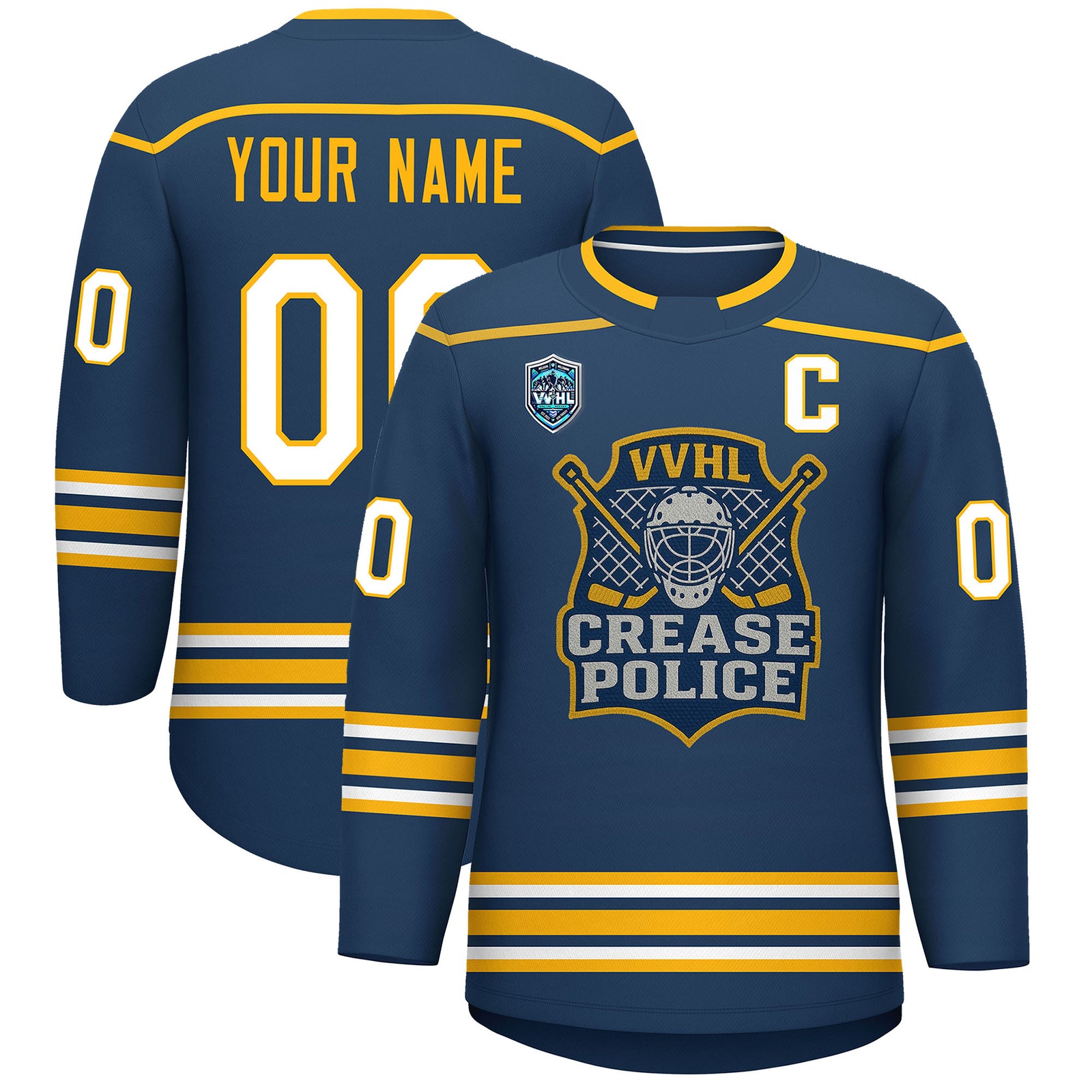 VVHL S9 Crease Police Yellow White Hockey Jersey