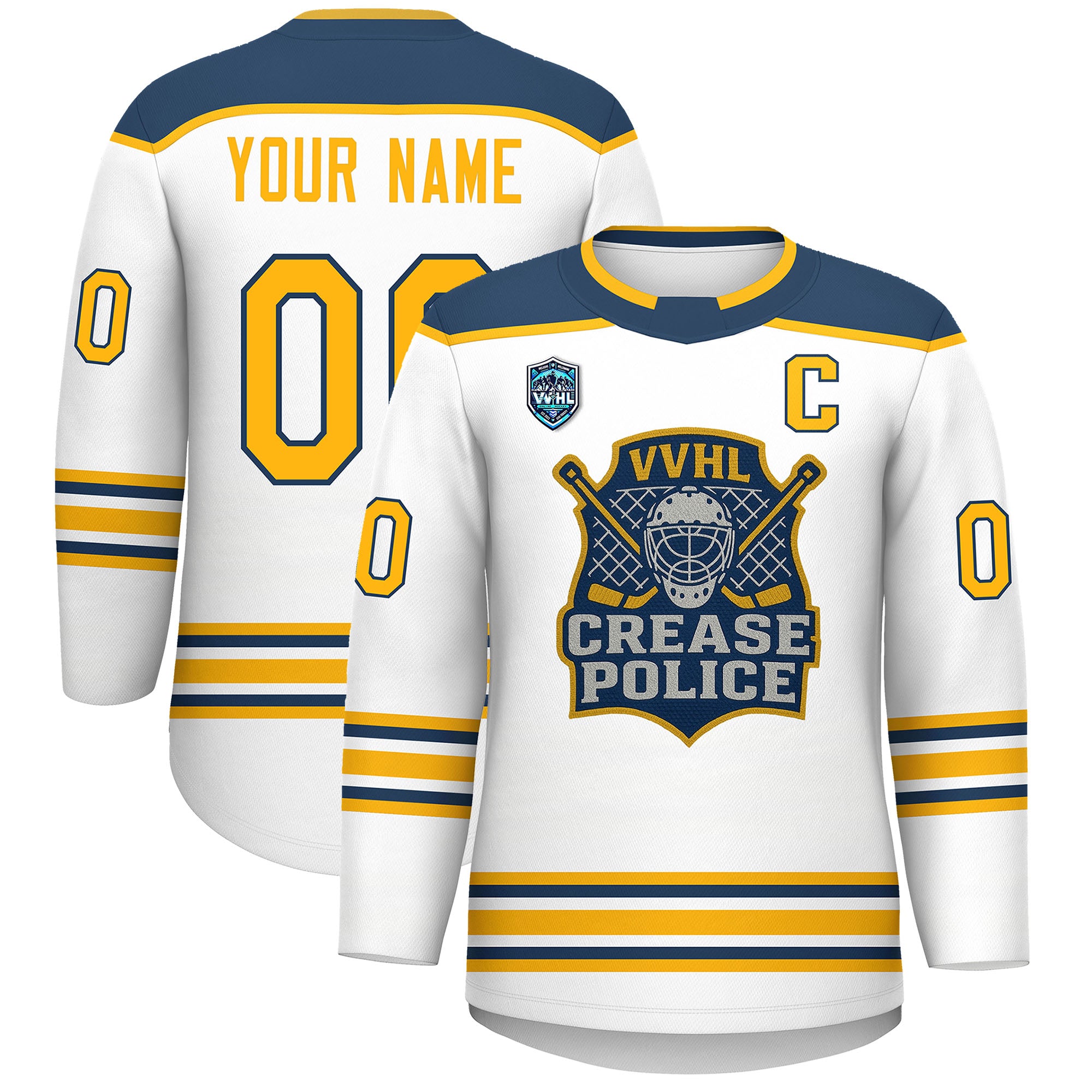 VVHL S9 Crease Police Yellow White Hockey Jersey