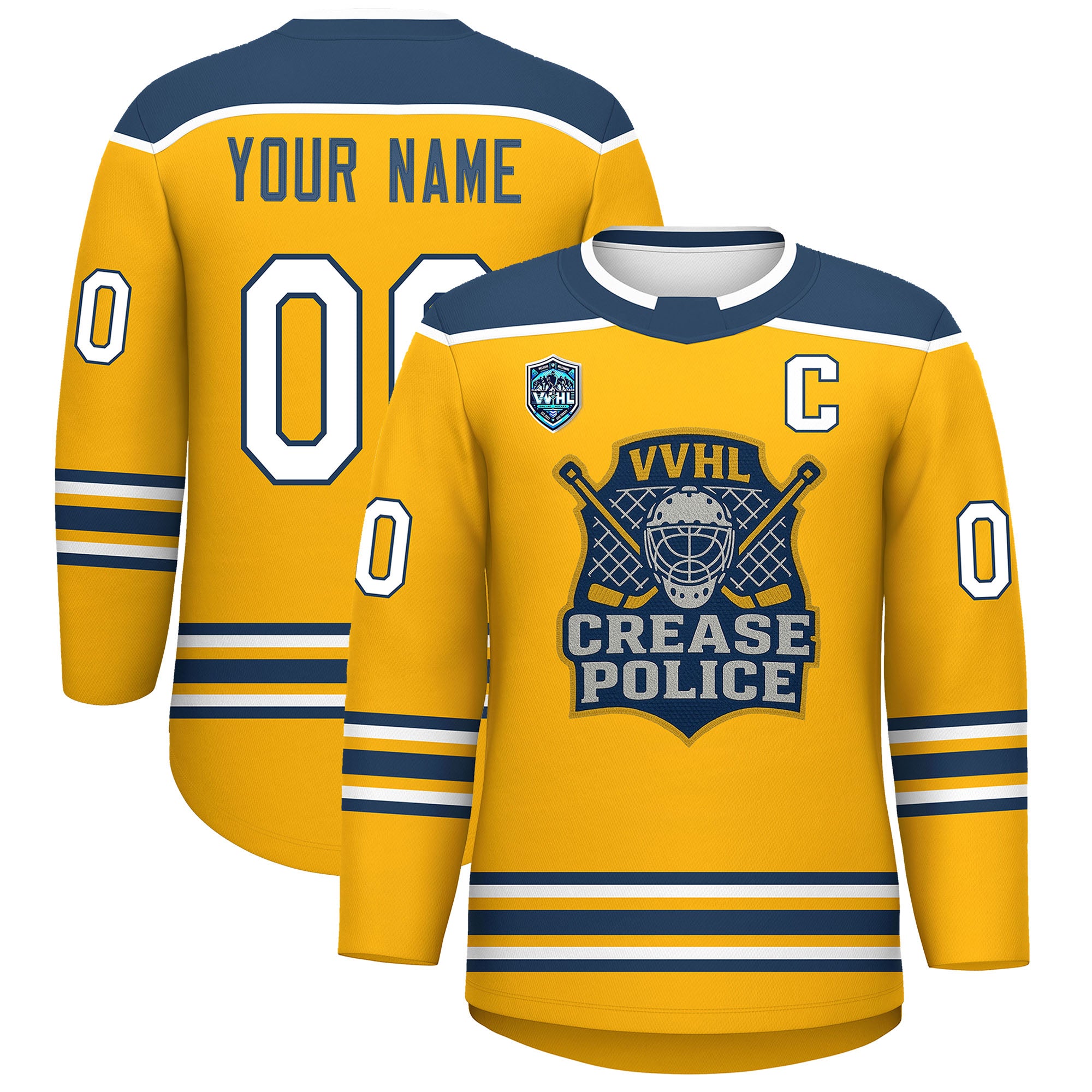 VVHL S9 Crease Police Yellow White Hockey Jersey