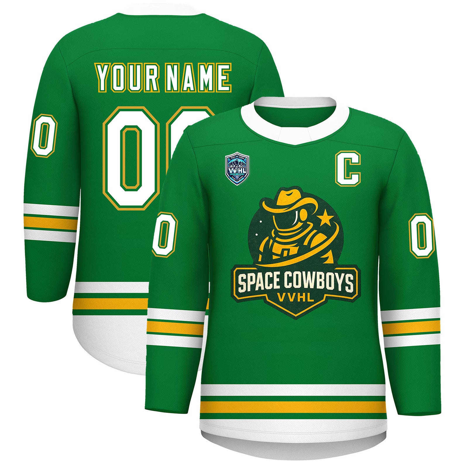 VVHL S9 Space Cowboys Black White Green Hockey Jersey