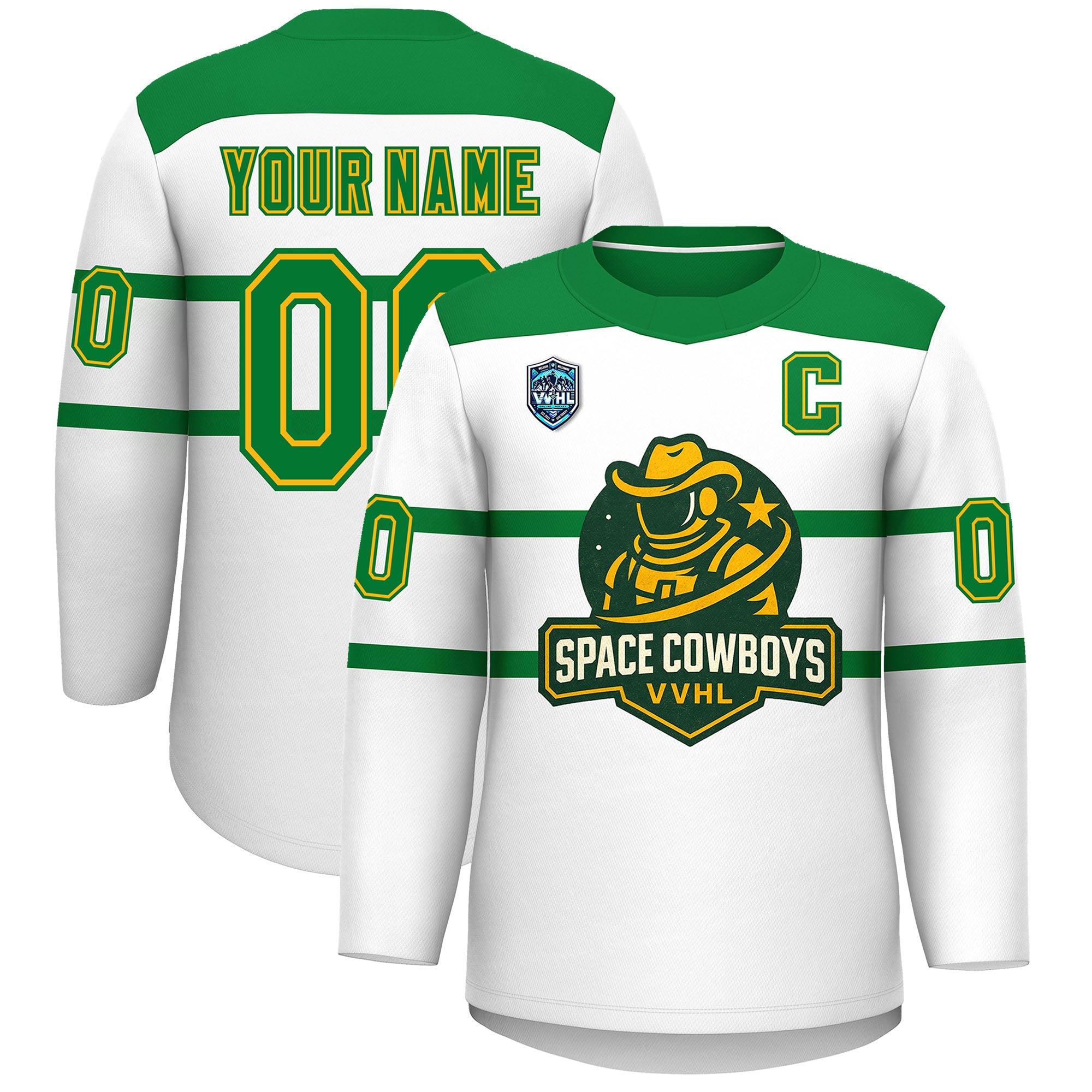VVHL S9 Space Cowboys Black White Green Hockey Jersey