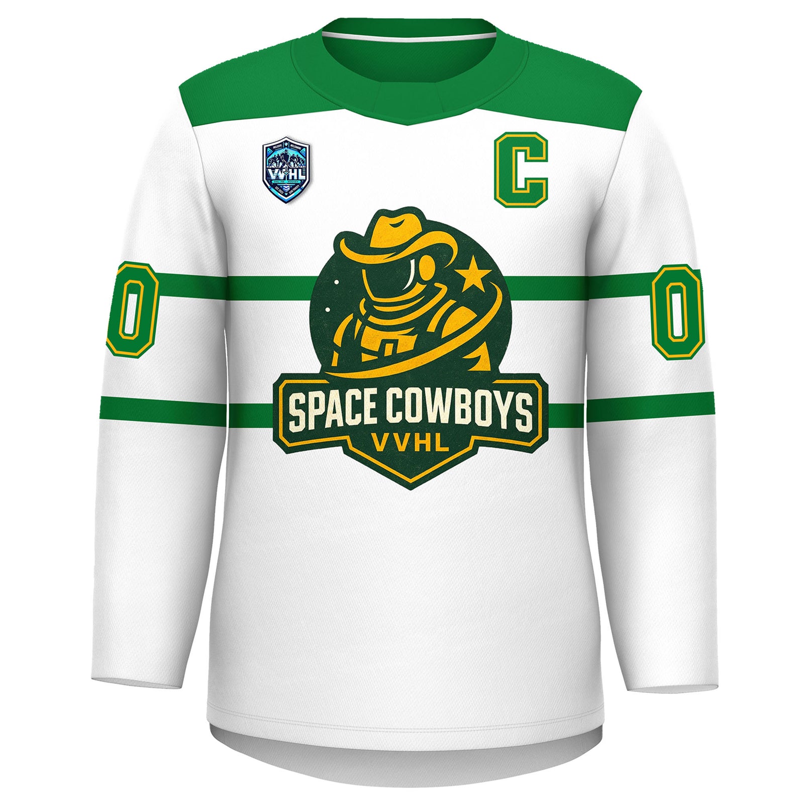 VVHL S9 Space Cowboys Black White Green Hockey Jersey
