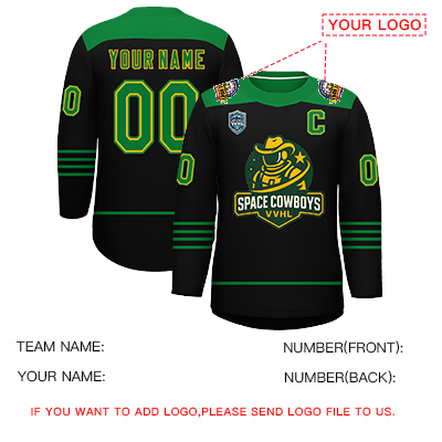 VVHL S9 Space Cowboys Black White Green Hockey Jersey