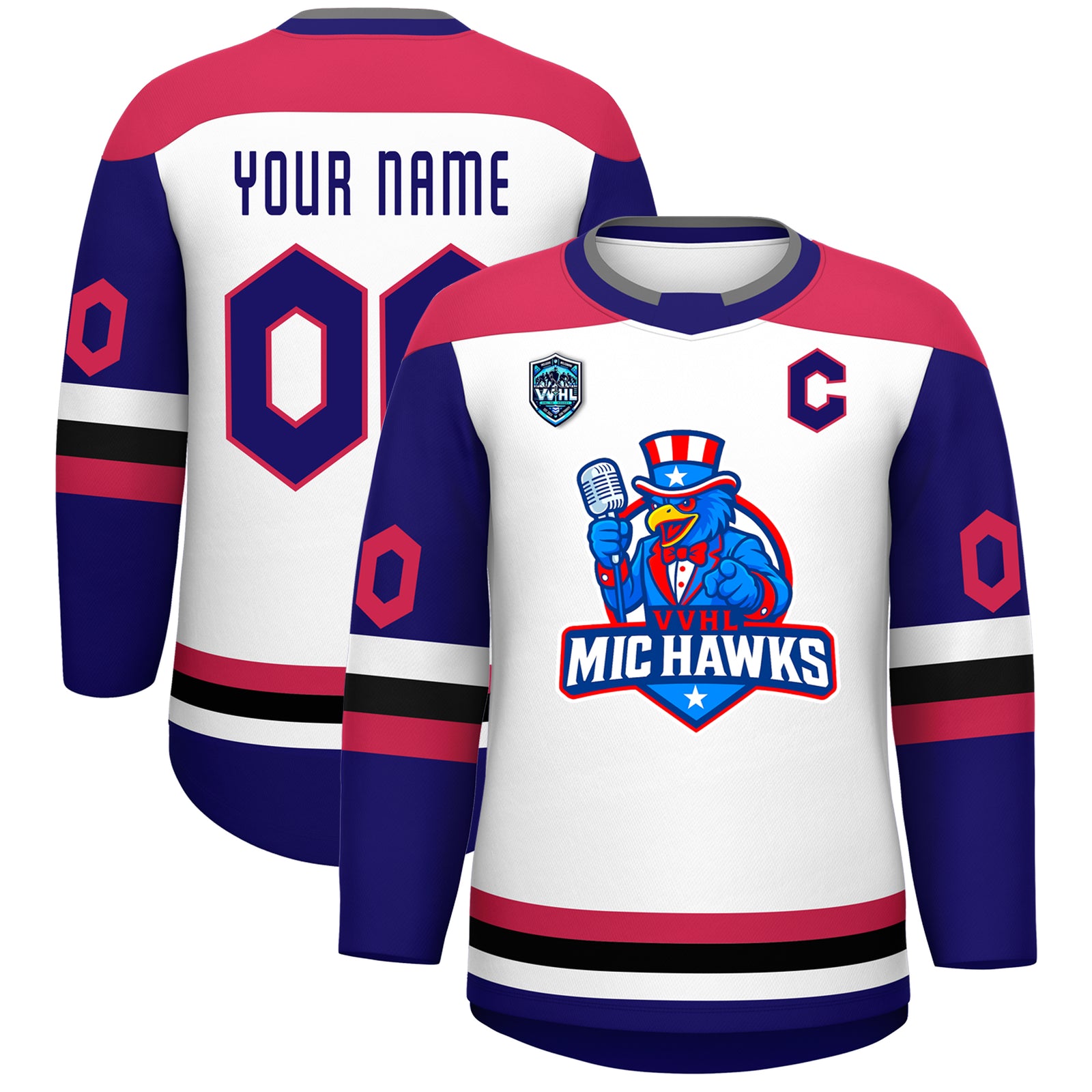 VVHL S8  Custom MIC HAWKS Purple Hockey Jersey