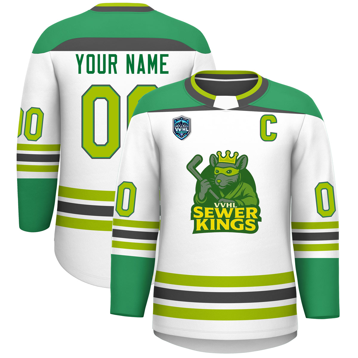 VVHL S8 Sewer Kings Turtle Green Hockey Jersey