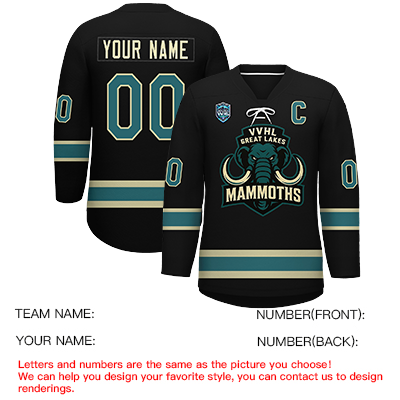 VVHL S9 Great Lakes Mammoths Black Teal Hockey Jersey