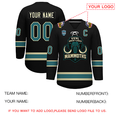 VVHL S9 Great Lakes Mammoths Black Teal Hockey Jersey