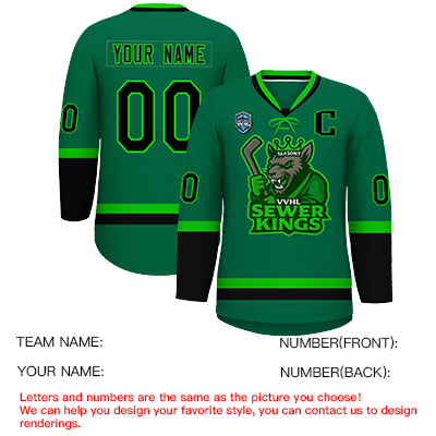 VVHL S9 Sewer Kings White Green Hockey Jersey