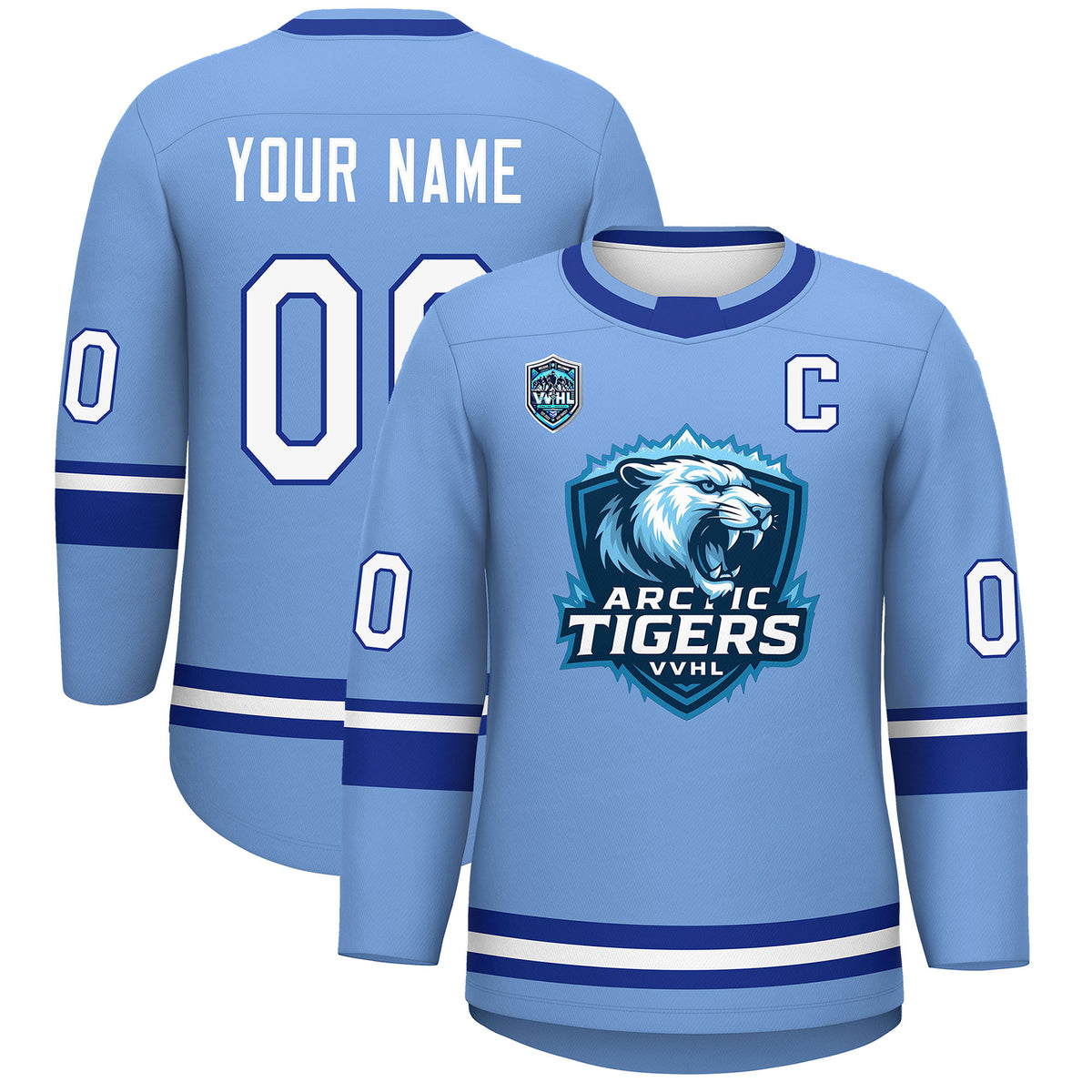VVHL S9 Arctic Tigers Blue White Hockey Jersey