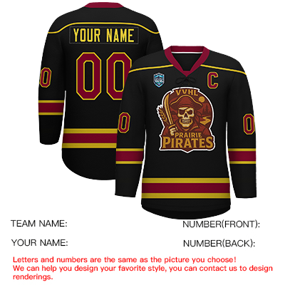 VVHL S9 Prairie Pirates White Black Hockey Jersey