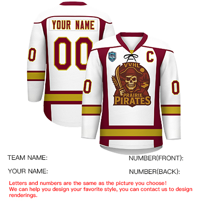 VVHL S9 Prairie Pirates White Black Hockey Jersey