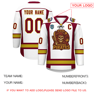 VVHL S9 Prairie Pirates White Black Hockey Jersey