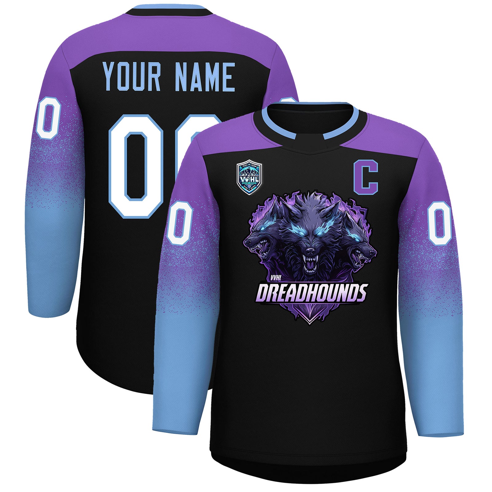 VVHL S9 Dreadhounds  White Black Hockey Jersey