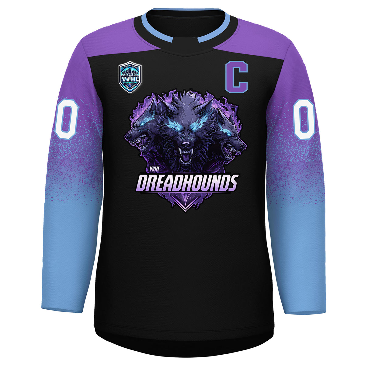 VVHL S9 Dreadhounds  White Black Hockey Jersey