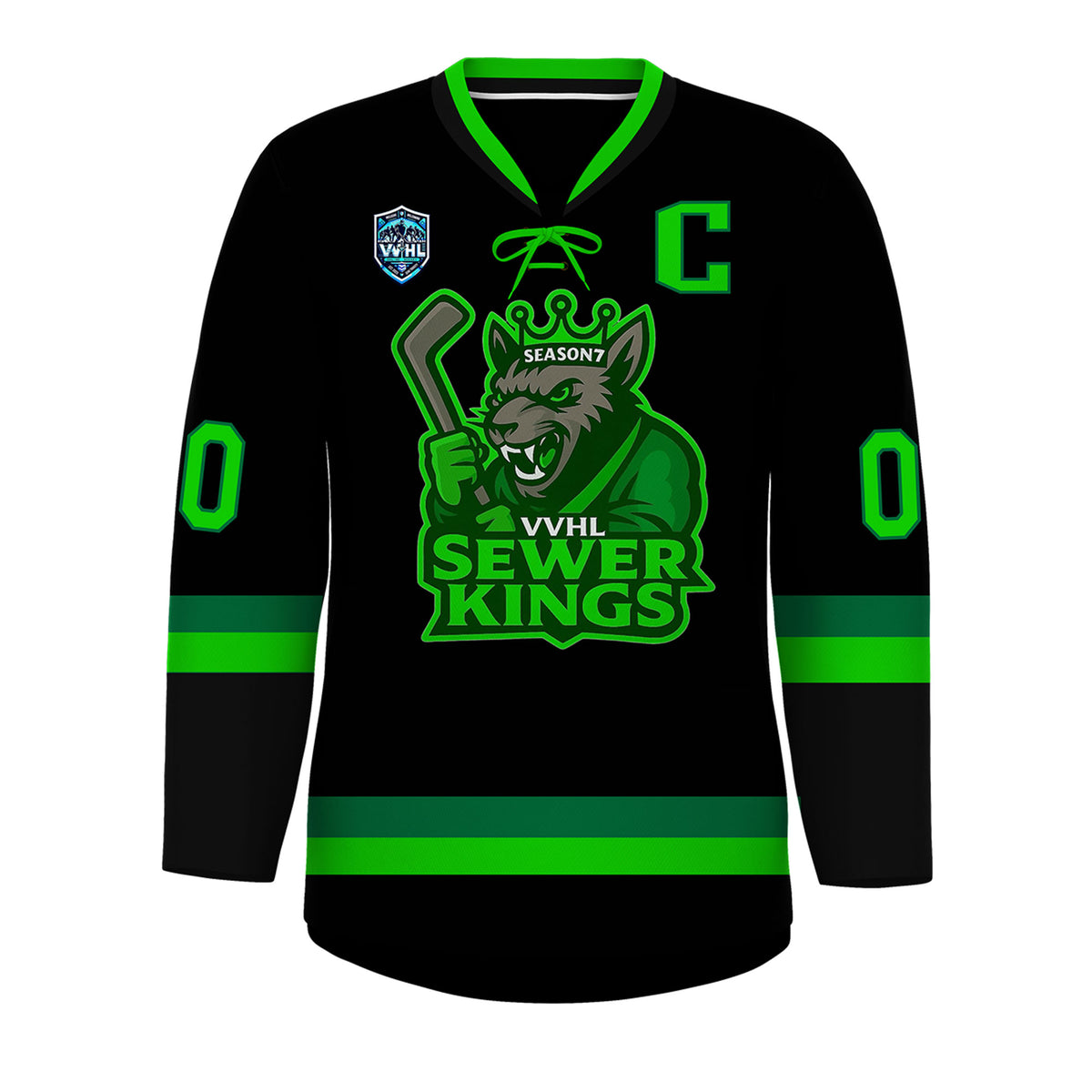 VVHL S9 Sewer Kings White Green Hockey Jersey