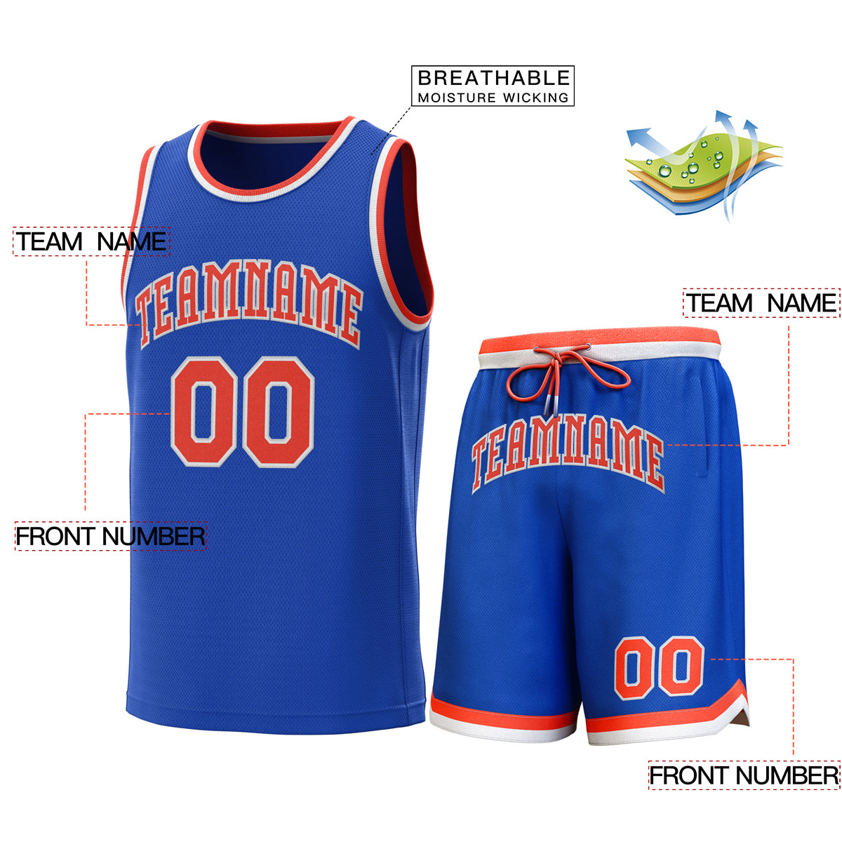 Custom Royal-Orange Classic Sets Basketball Jersey