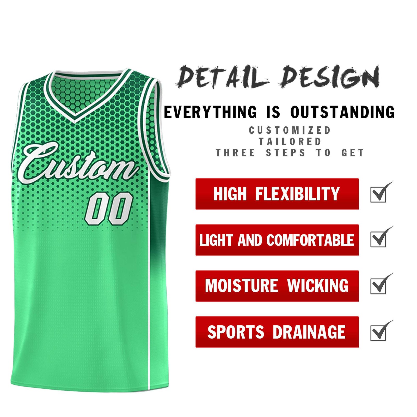 Custom Green Kelly Green Reversible Side Gradient Sports Uniform Dot Pattern Basketball Jersey Kits