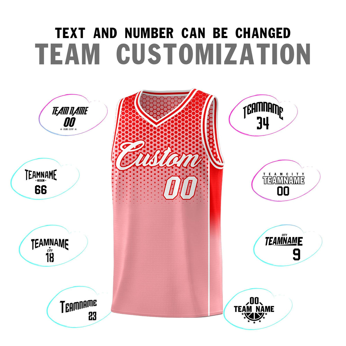 Custom Red Light Red Reversible Side Gradient Sports Uniform Dot Pattern Basketball Jersey Kits