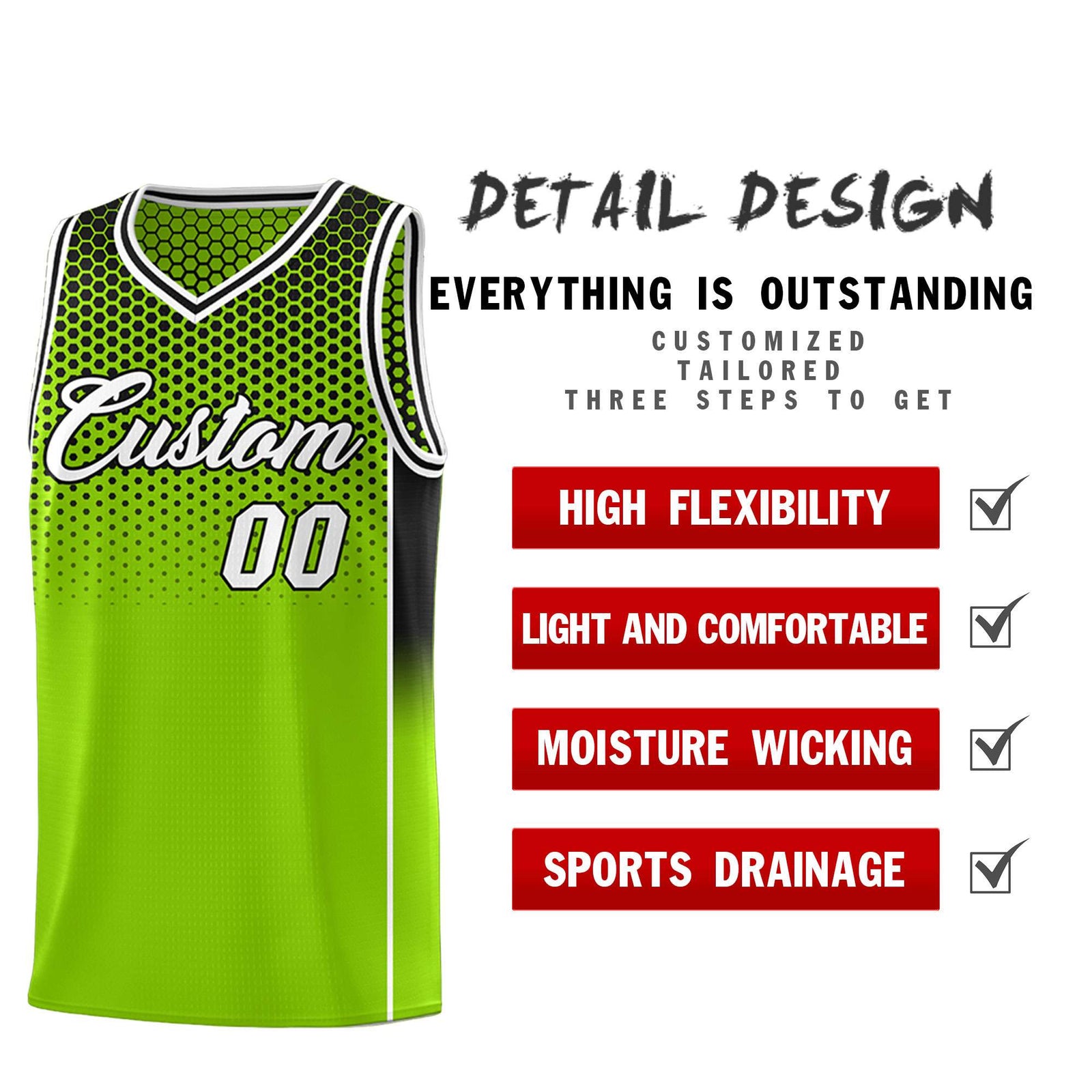 Custom Neon Green Black Reversible Side Gradient Sports Uniform Dot Pattern Basketball Jersey Kits
