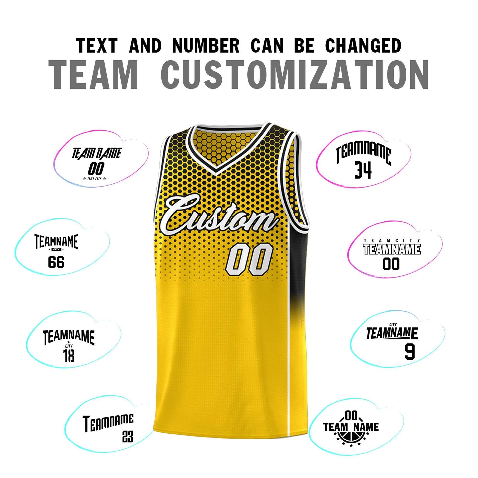 Custom Gold Black Reversible Side Gradient Sports Uniform Dot Pattern Basketball Jersey Kits