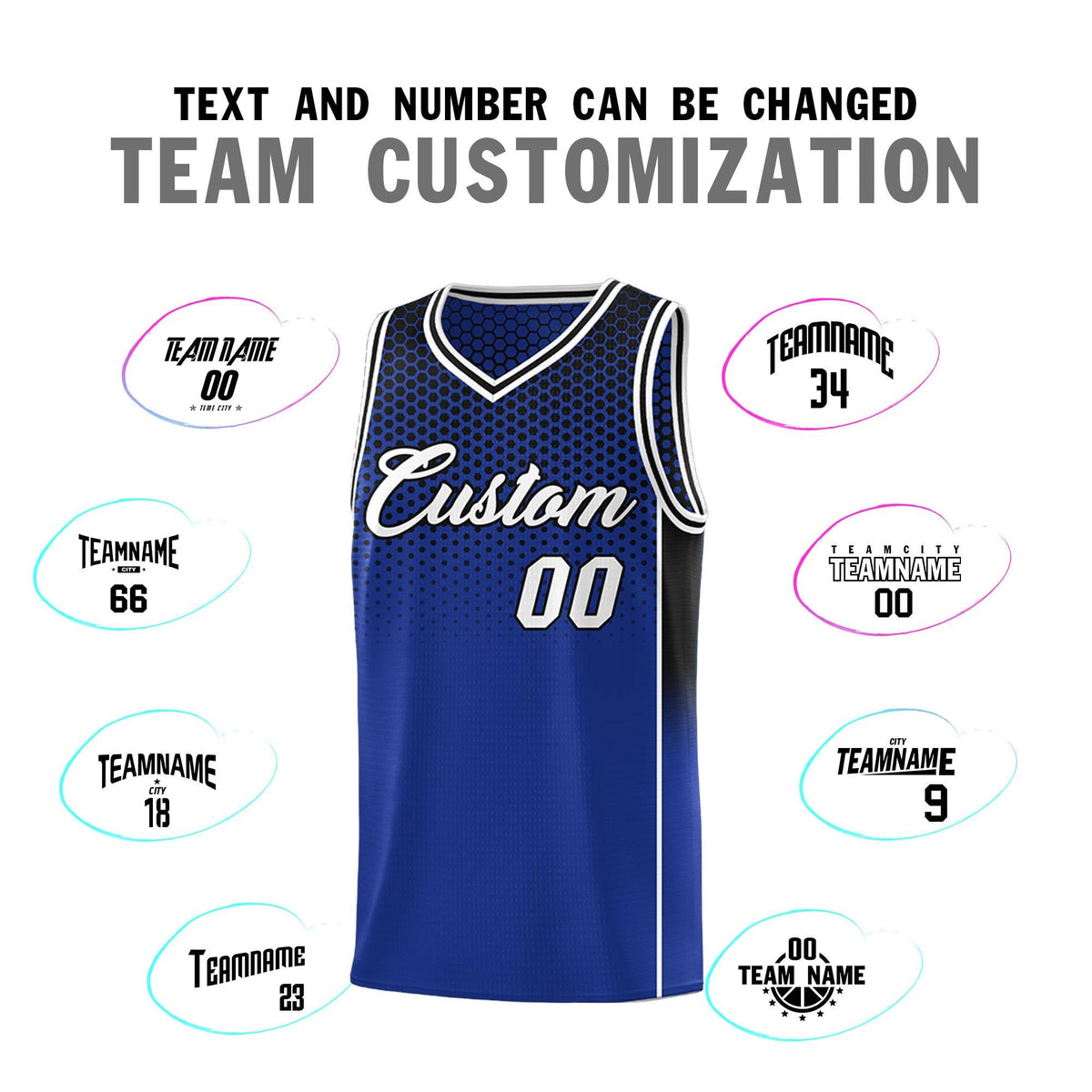 Custom Royal Black Reversible Side Gradient Sports Uniform Dot Pattern Basketball Jersey Kits