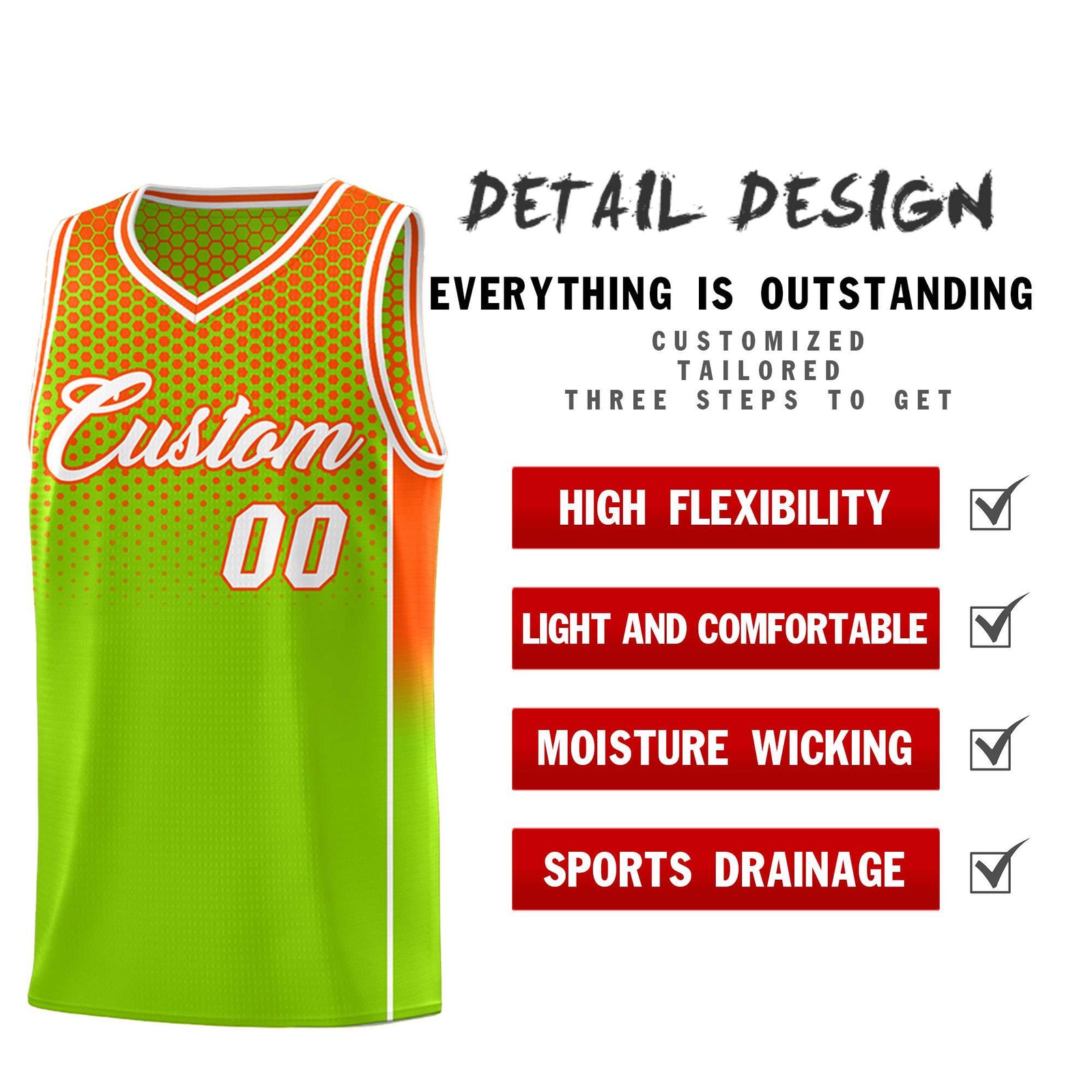 Custom Neon Green Orange Reversible Side Gradient Sports Uniform Dot Pattern Basketball Jersey Kits