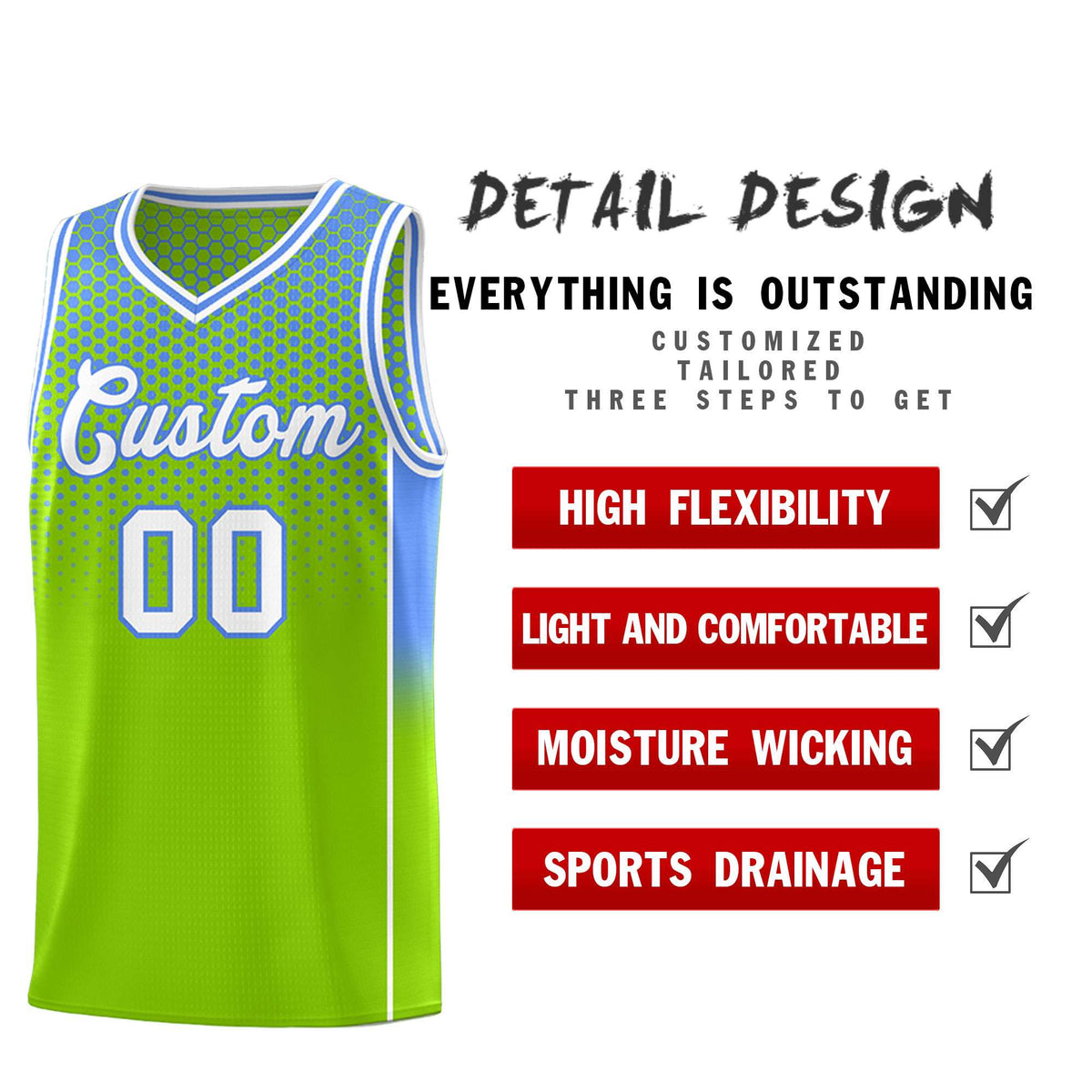 Custom Neon Green Light Blue Reversible Side Gradient Sports Uniform Dot Pattern Basketball Jersey Kits