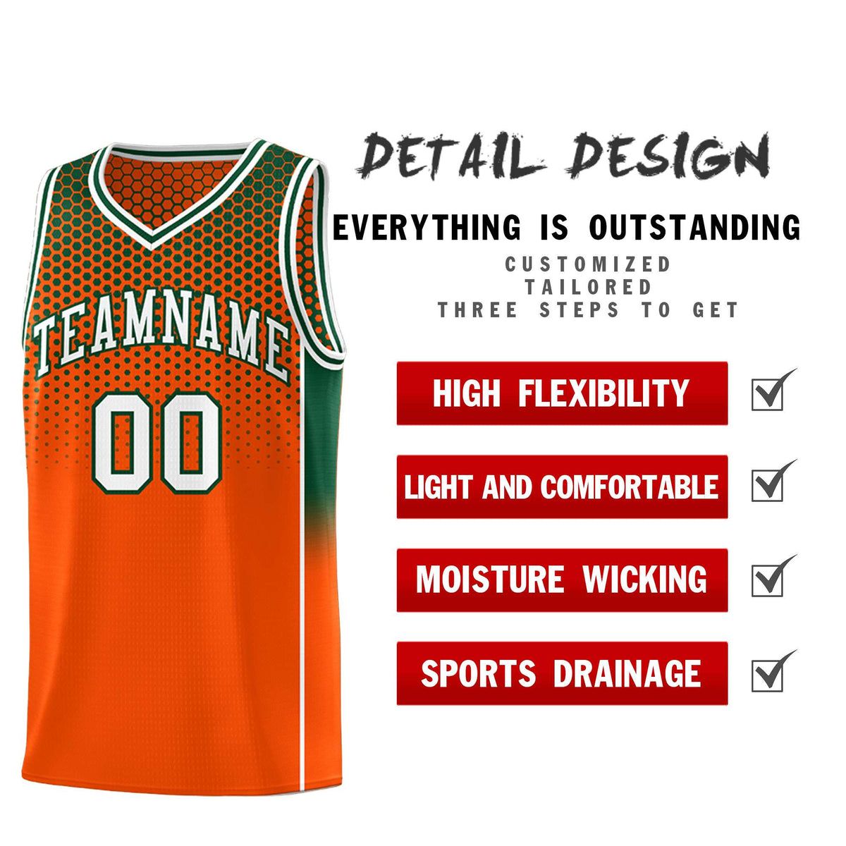 Custom Orange Green Reversible Side Gradient Sports Uniform Dot Pattern Basketball Jersey Kits