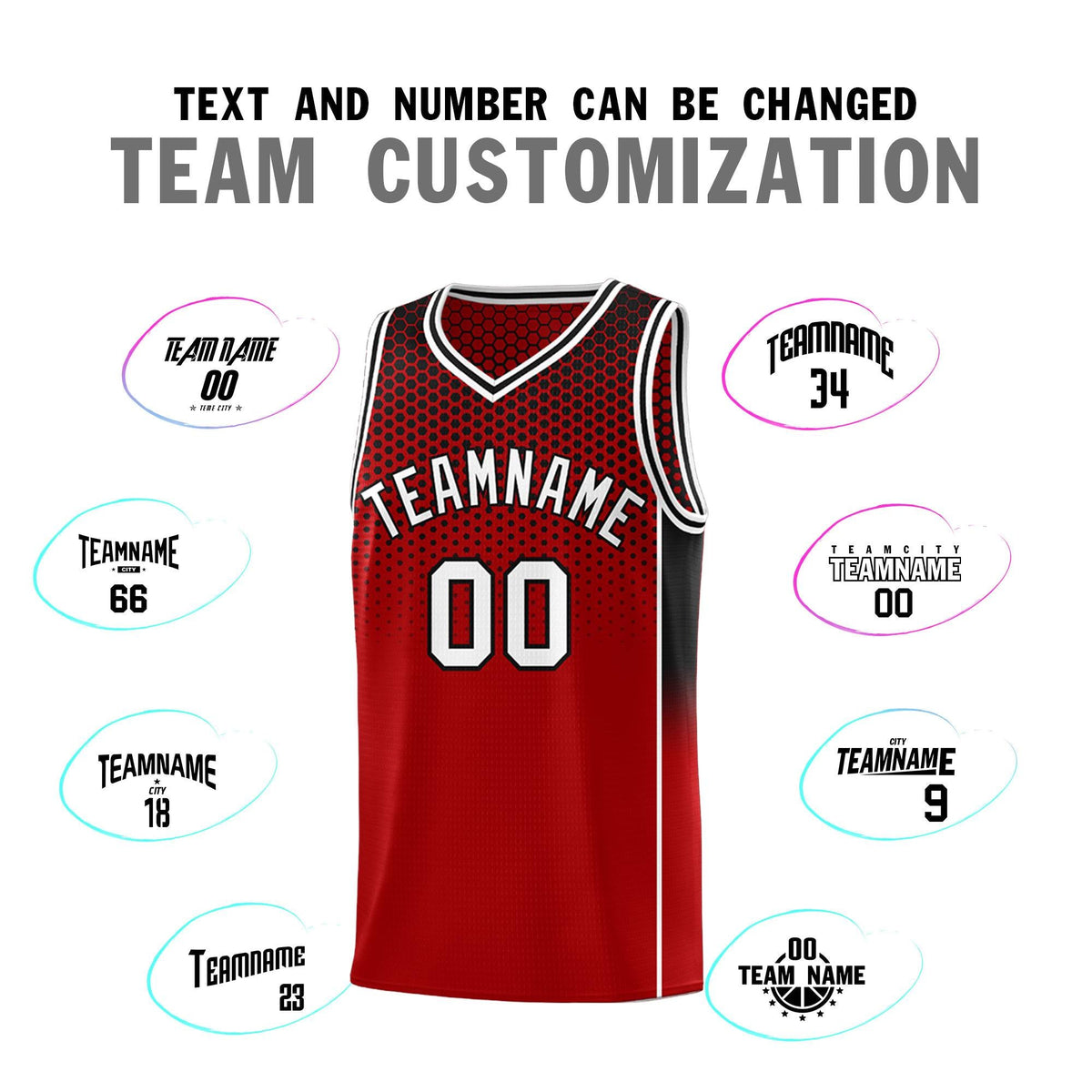 Custom Red Black Reversible Side Gradient Sports Uniform Dot Pattern Basketball Jersey Kits