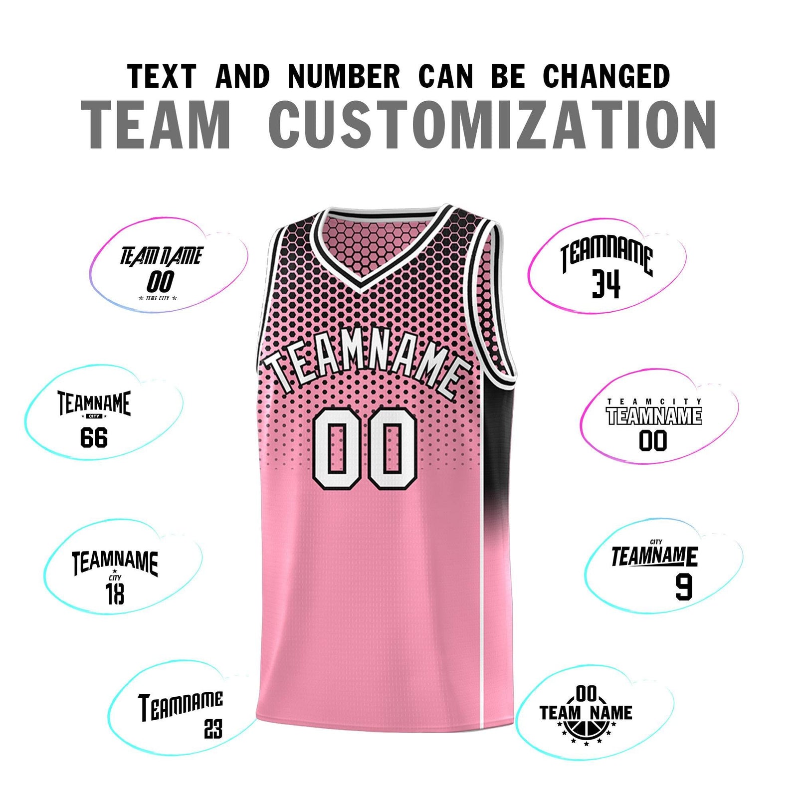 Custom Light Pink Black Reversible Side Gradient Sports Uniform Dot Pattern Basketball Jersey Kits