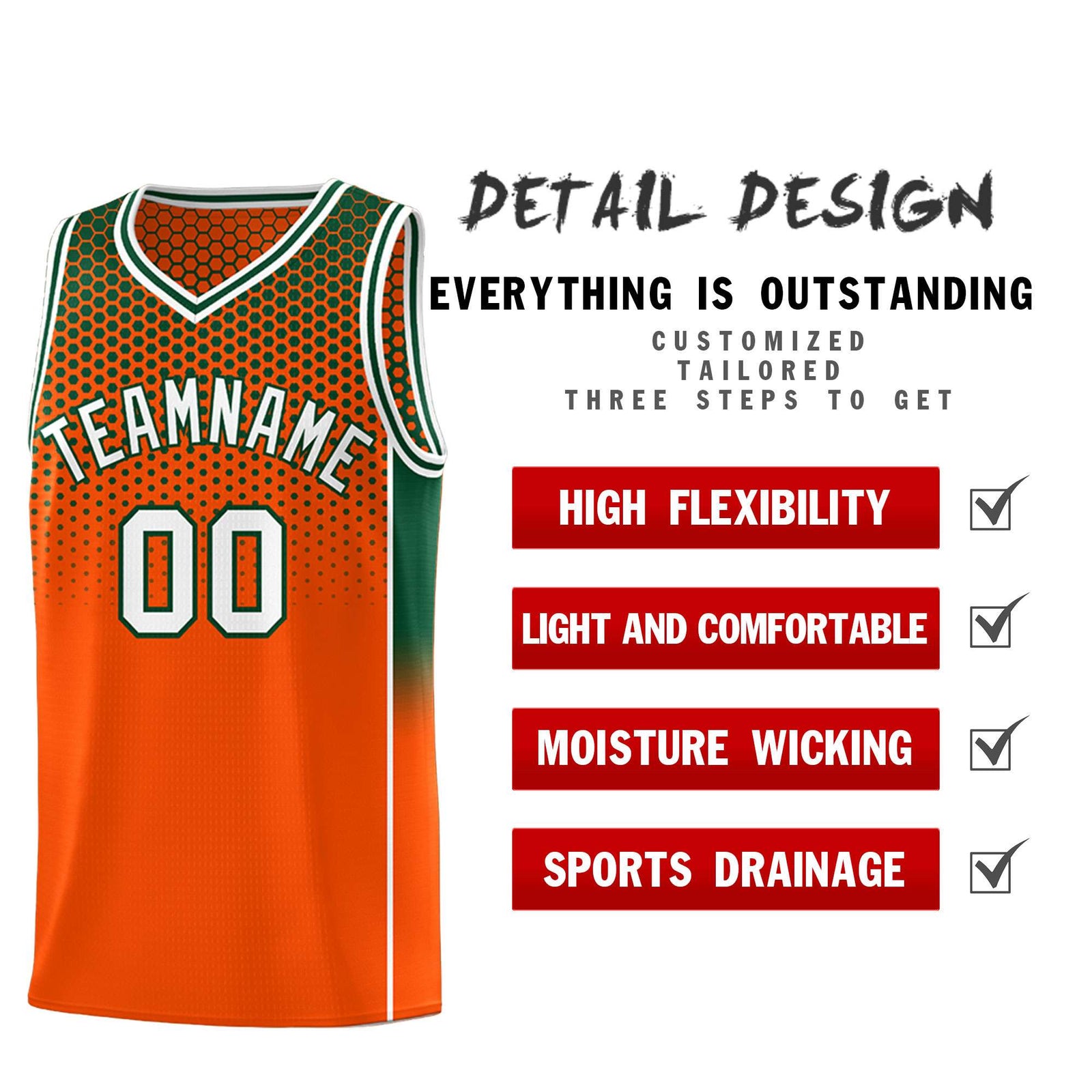 Custom Orange Green Reversible Side Gradient Sports Uniform Dot Pattern Basketball Jersey Kits