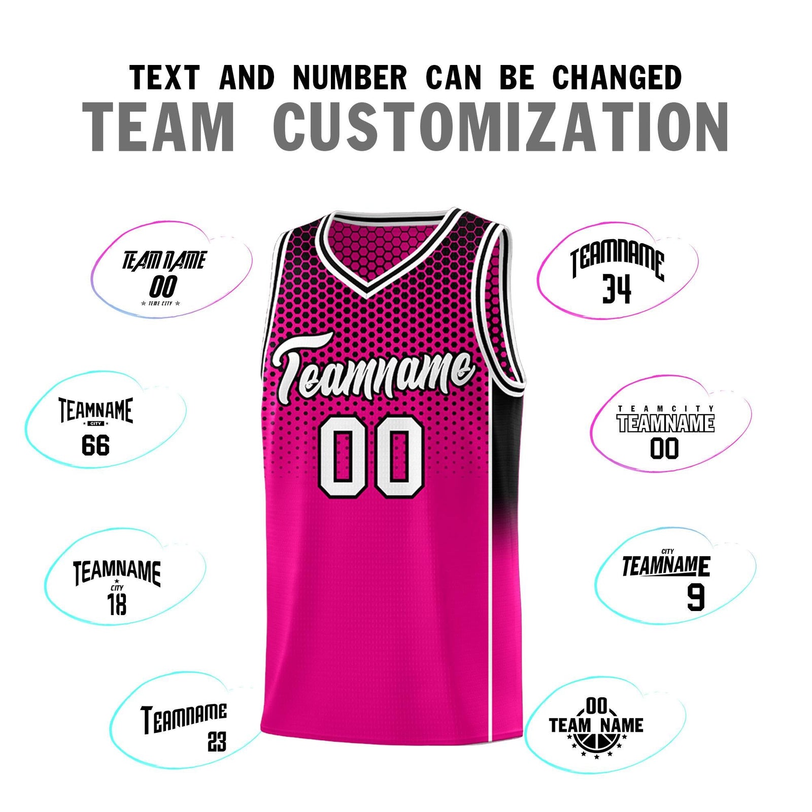 Custom Rose Red Black Reversible Side Gradient Sports Uniform Dot Pattern Basketball Jersey Kits