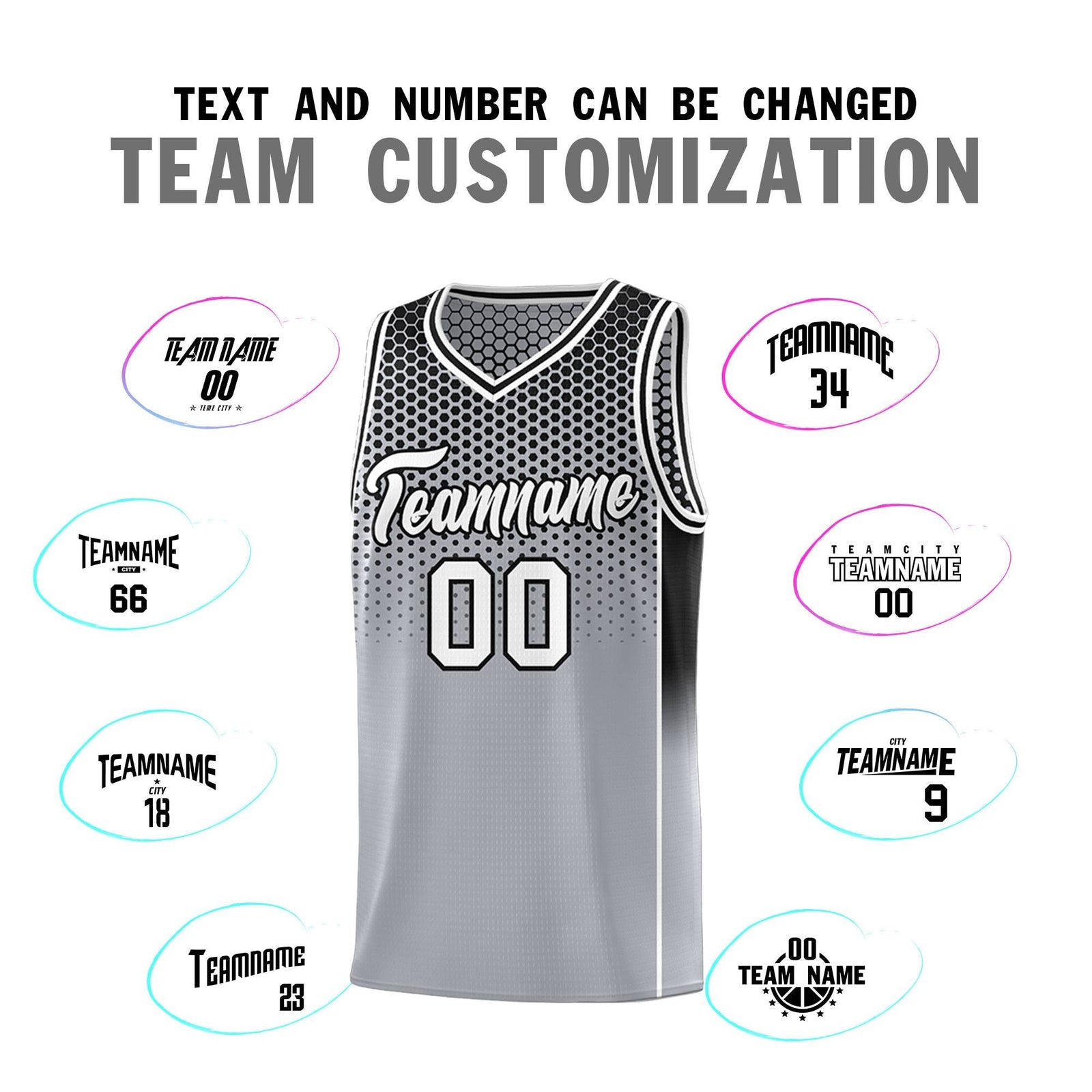 Custom Gray Black Reversible Side Gradient Sports Uniform Dot Pattern Basketball Jersey Kits