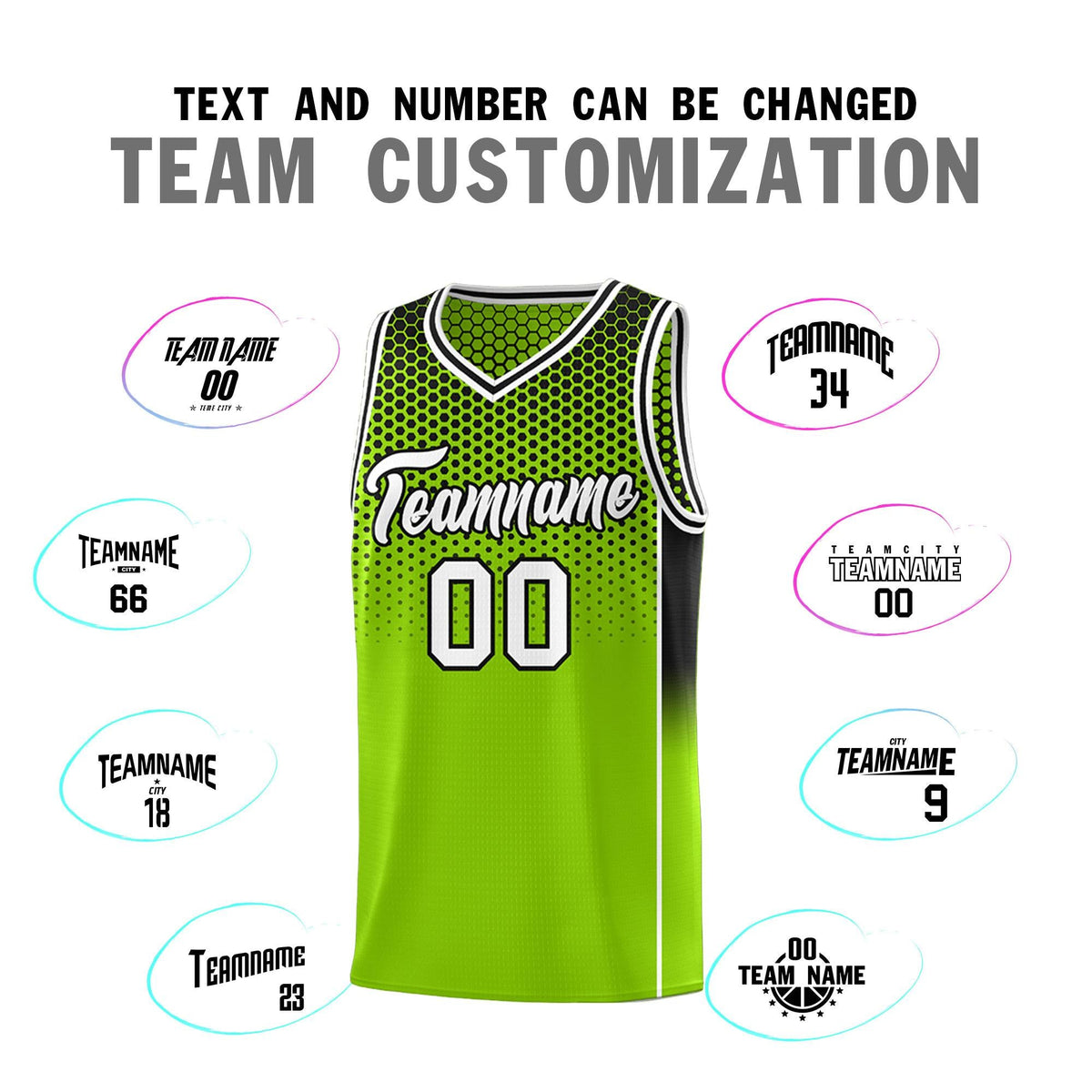 Custom Neon Green Black Reversible Side Gradient Sports Uniform Dot Pattern Basketball Jersey Kits