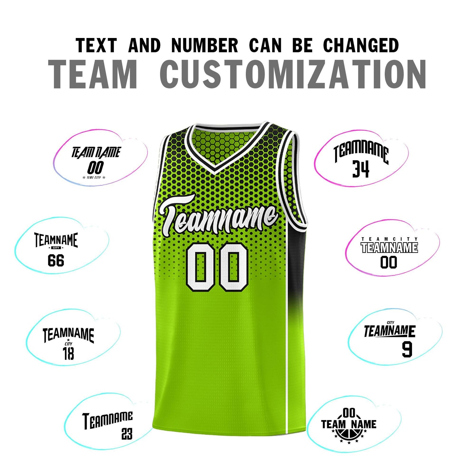 Custom Neon Green Black Reversible Side Gradient Sports Uniform Dot Pattern Basketball Jersey Kits