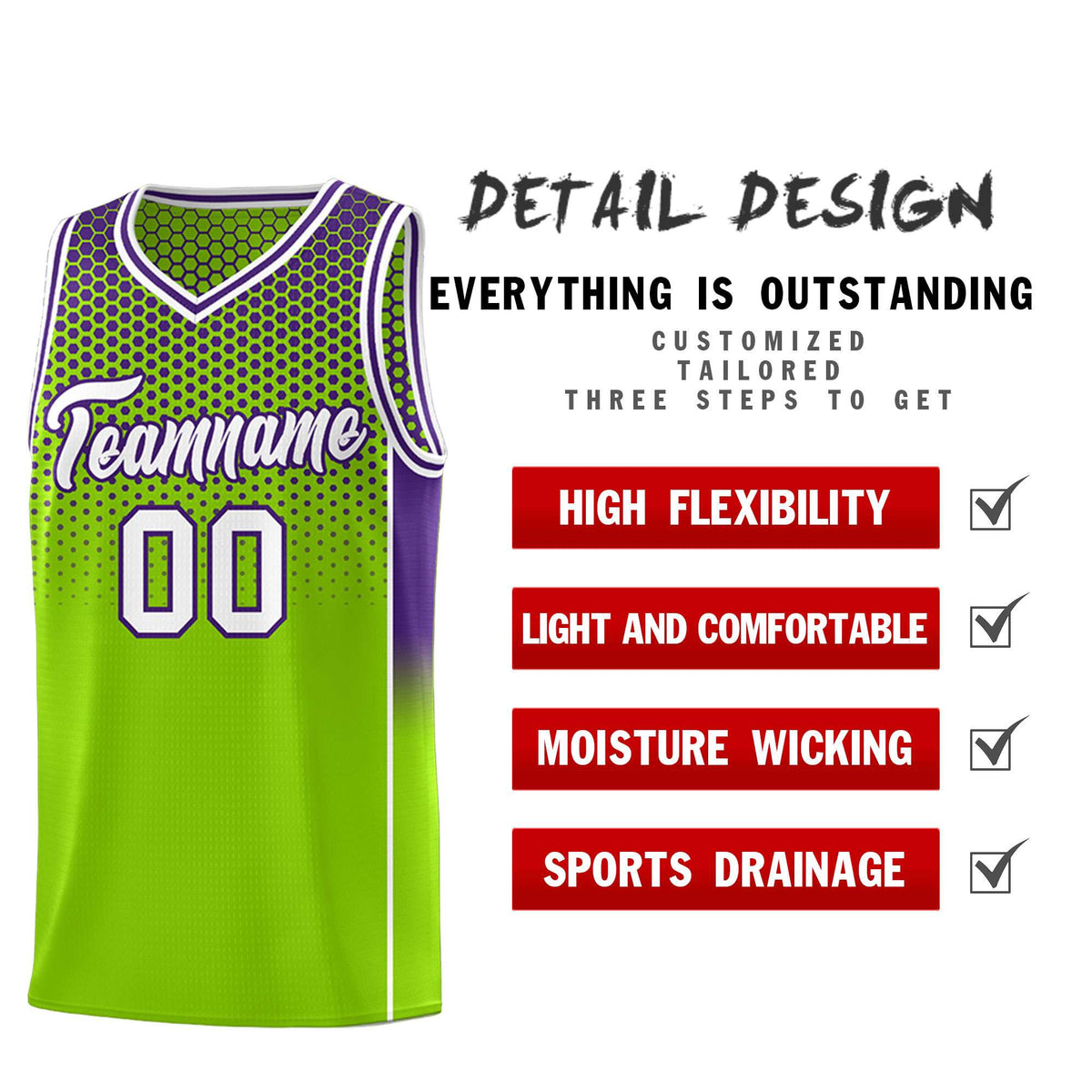 Custom Neon Green Purple Reversible Side Gradient Sports Uniform Dot Pattern Basketball Jersey Kits