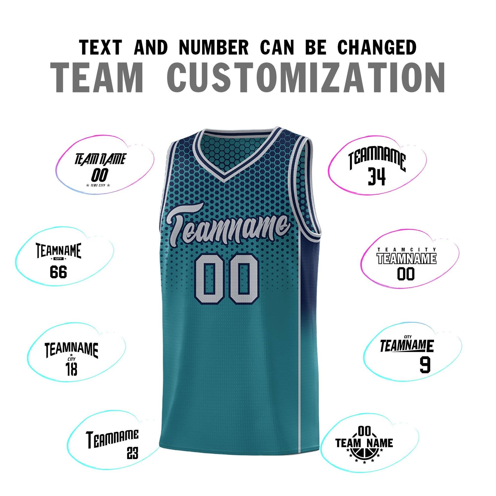 Custom Aqua Navy Reversible Side Gradient Sports Uniform Dot Pattern Basketball Jersey Kits