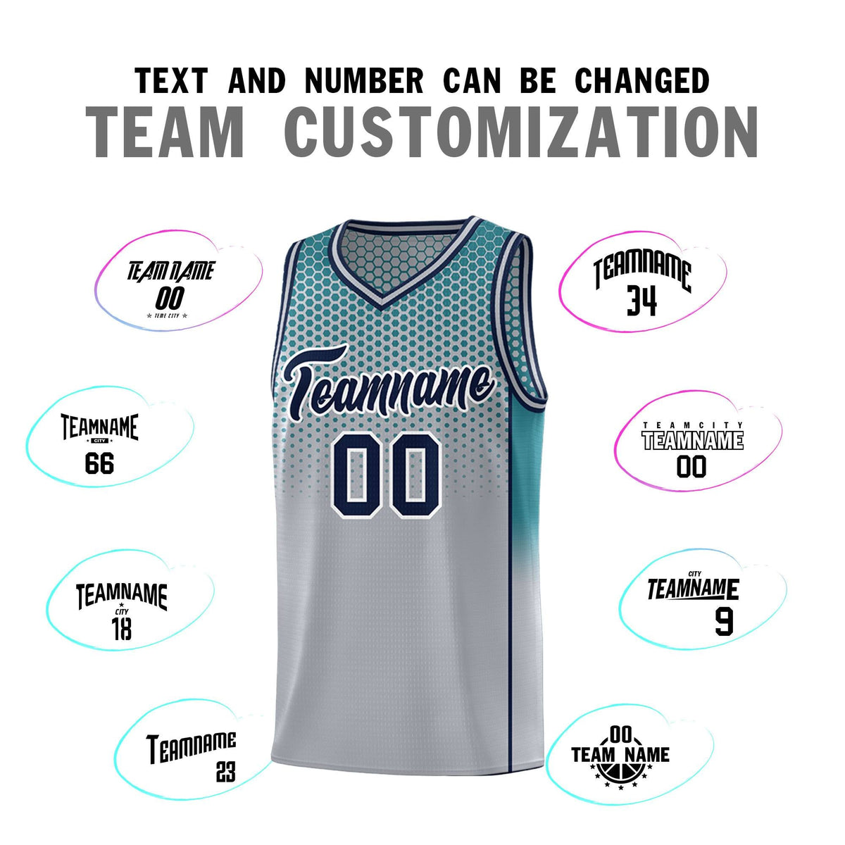 Custom Gray Aqua Reversible Side Gradient Sports Uniform Dot Pattern Basketball Jersey Kits