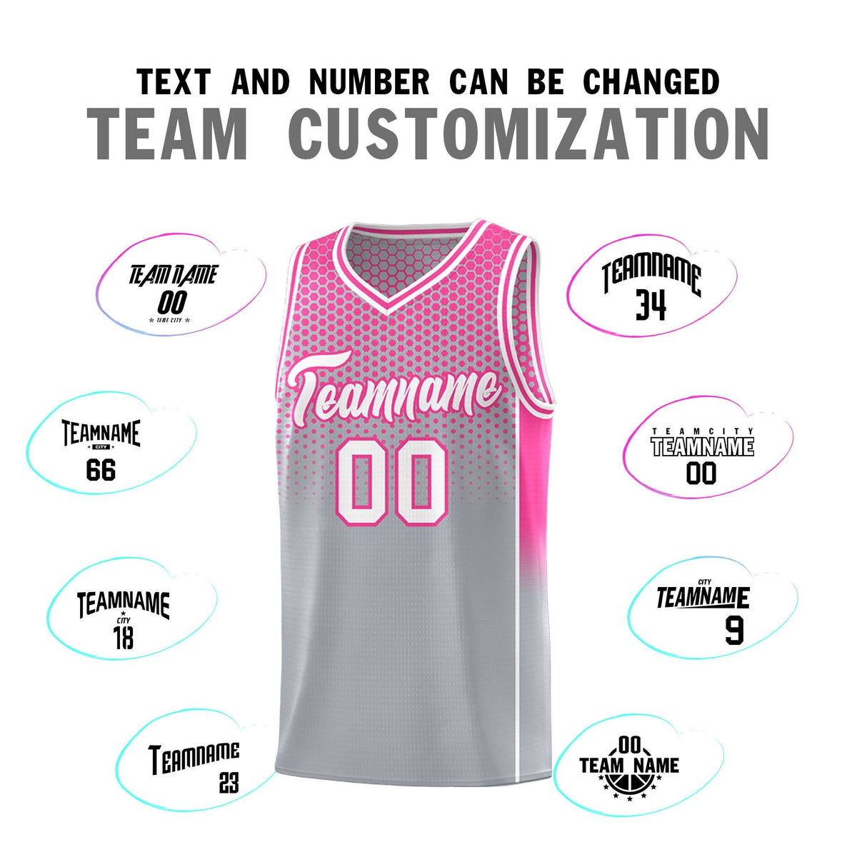 Custom Gray Pink Reversible Side Gradient Sports Uniform Dot Pattern Basketball Jersey Kits