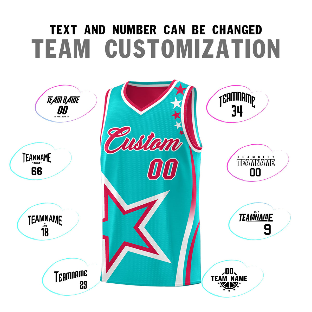 Custom Red Aqua White Star Series Reversible Sets Basketball Jersey| KXKSHOP