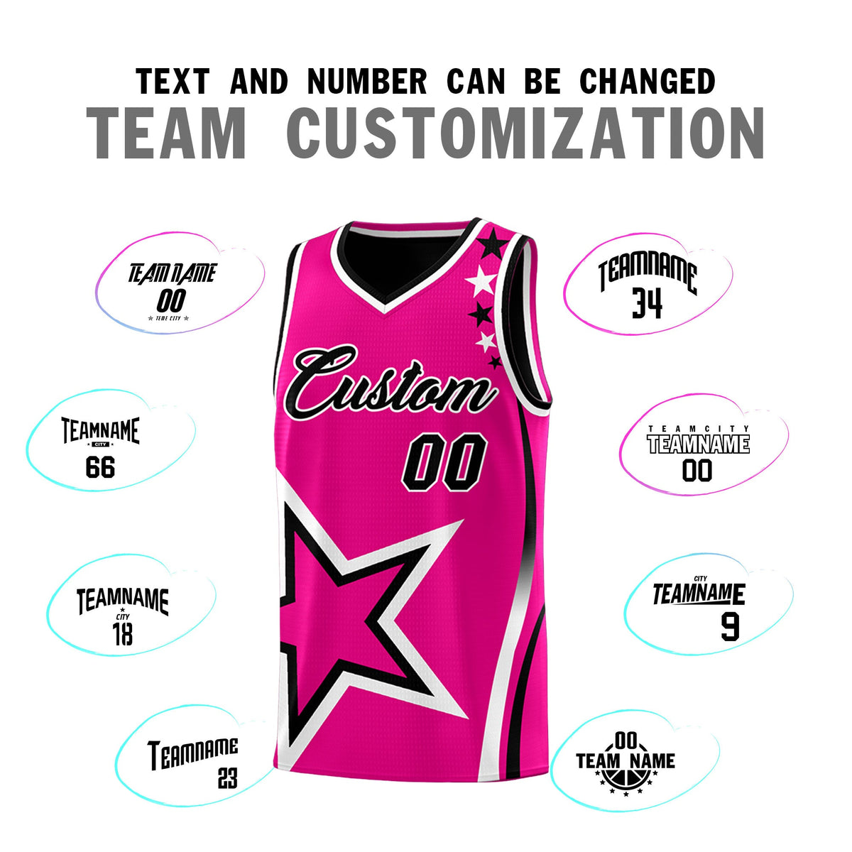 Custom Black Pink White Star Series Reversible Sets Basketball Jersey| KXKSHOP